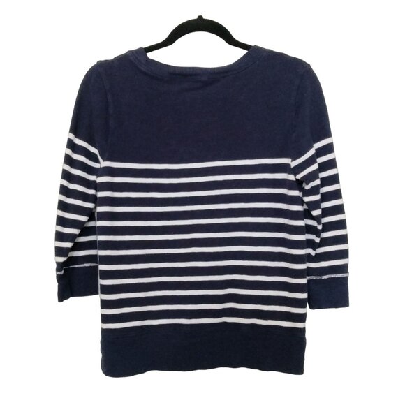 Gap Womens Blue White Striped Pullover Sweater Size Small 3/4 Sleeve Casual Knit - Picture 4 of 5